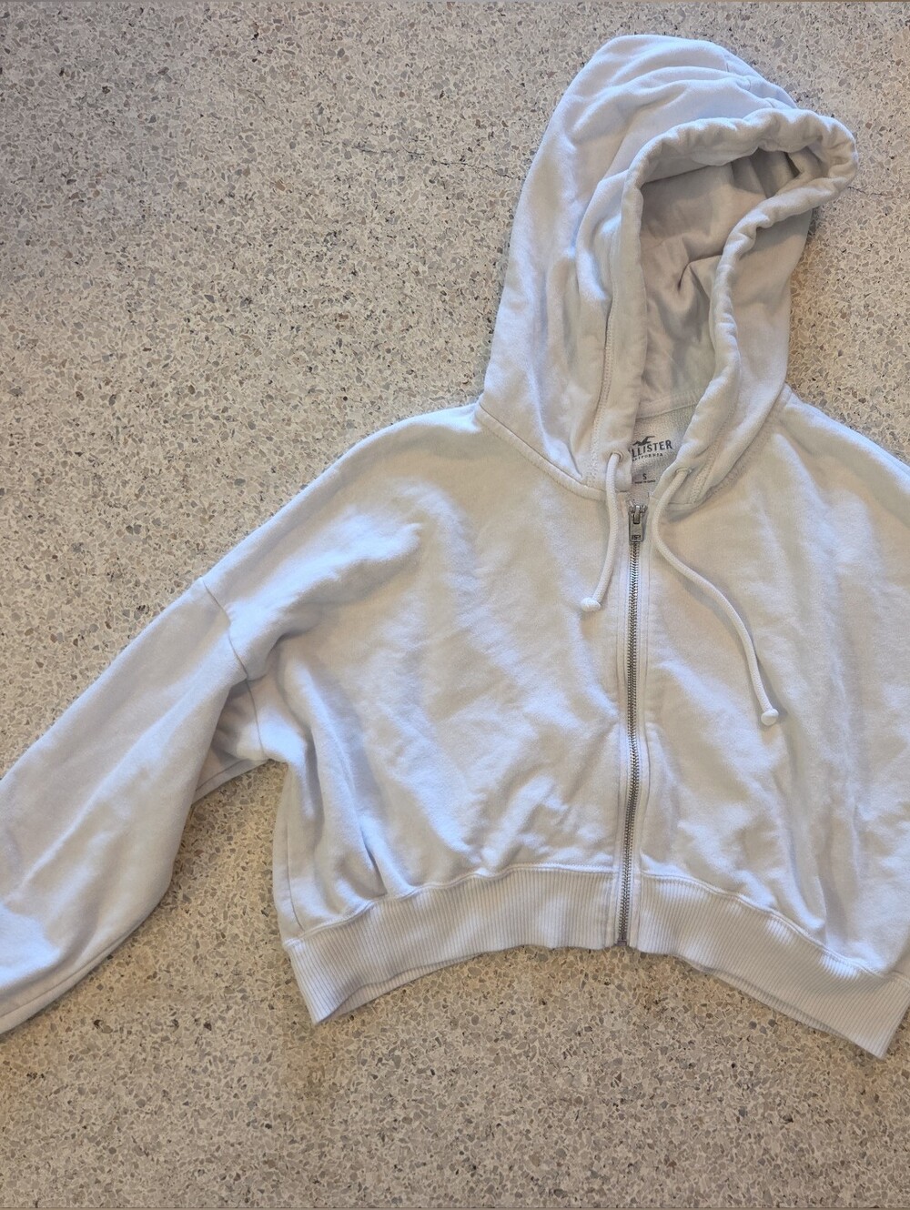 Zip-Up Hoodie Jacket Hollister White Cropped Size Small